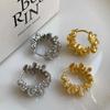 Vintage Metal Irregular Wavy Pleated Hoop Earrings For Women 2024 New Trendy Design Geometric Temperament Earrings Jewelry