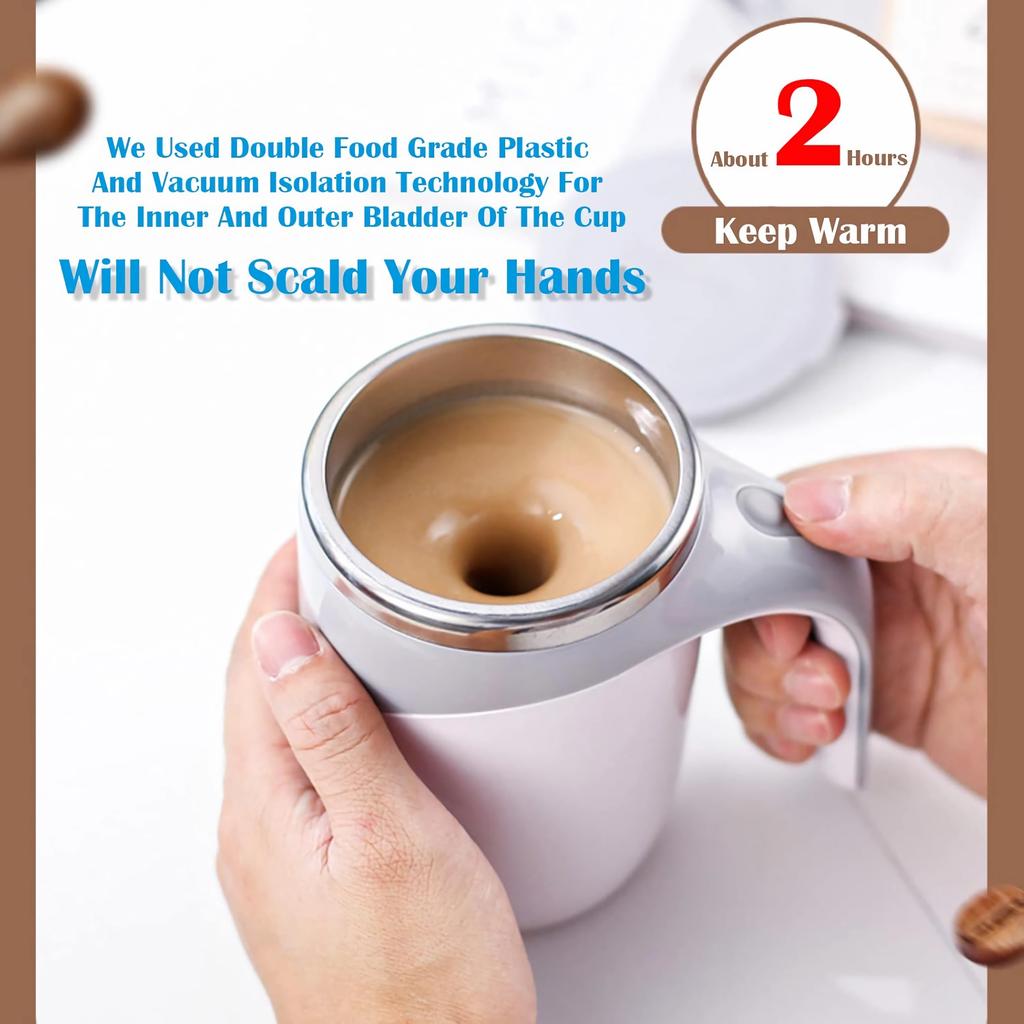380ml Self Stirring Mug,Rechargeable Automatic Magnetic Electric Coffee Mug,Rotating Cute Mixing Cup Tasse,To Stir Office/Kitchen/Travel/Coffee/Tea