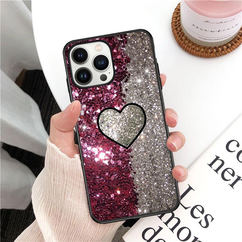Phone Case For Iphone 14 13 12 11 Pro Max XS XR X 8 7 Plus SE Mobile Phone Cases Gold Rose Love Heart Funda Cell