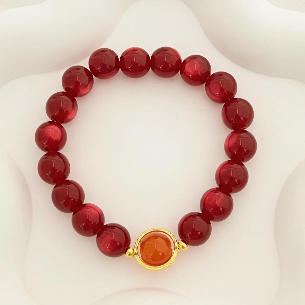 Women Bracelet Handmade 10mm Round Resin Stone Bangles DIY Beaded Charms