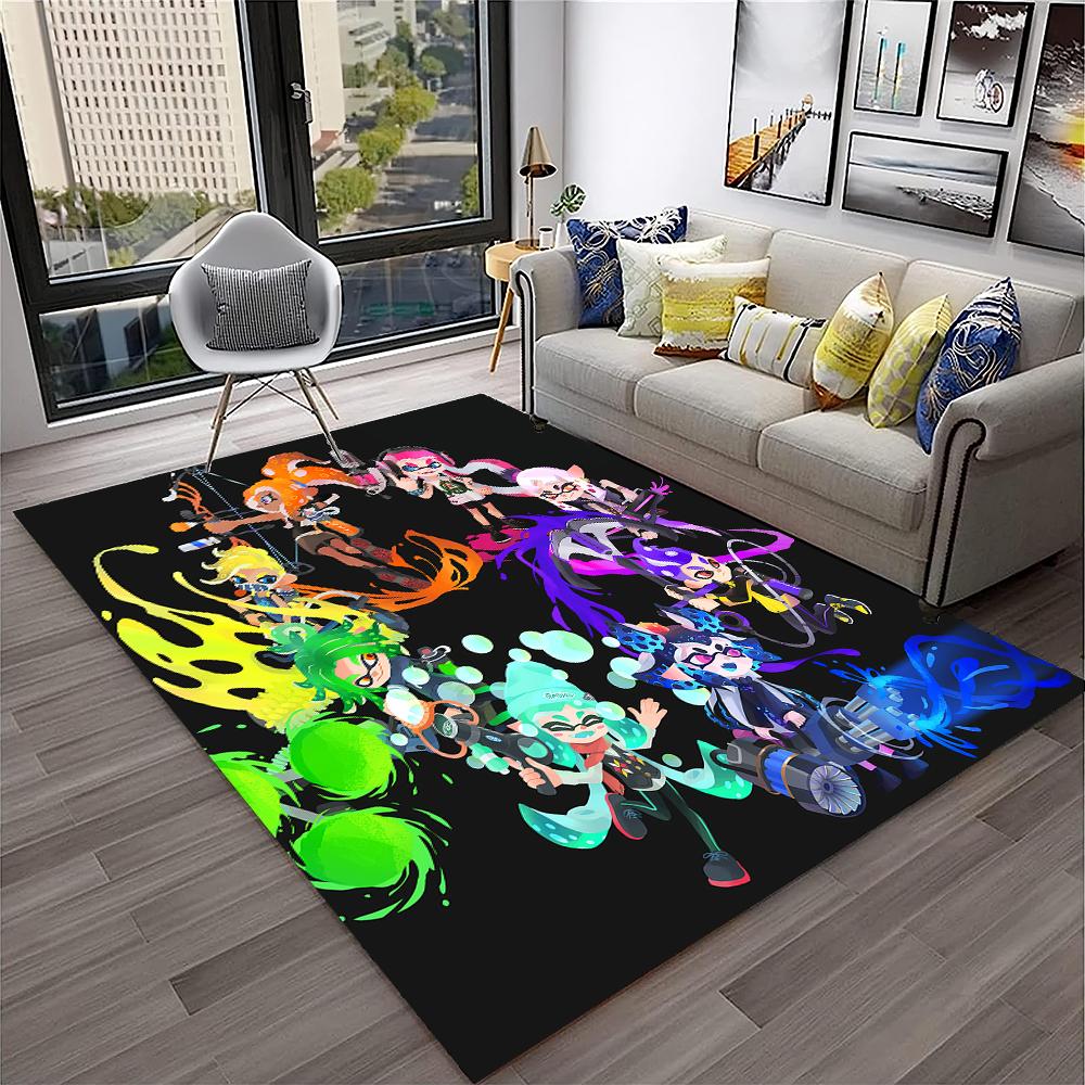 3D Games Splatoon3,PC Gamer Cartoon Carpet Rug for Home Living Room Bedroom Sofa Doormat Decor,kids Area Rug Non-slip Floor Mat