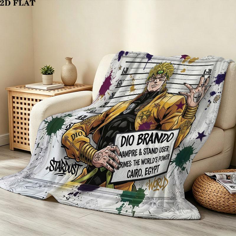 1PC Jojos Bizarre Adventure Patterned Flannel Blanket Suitable For All Seasons For Home Decor Warmth And Comfort Gifts Holiday Present