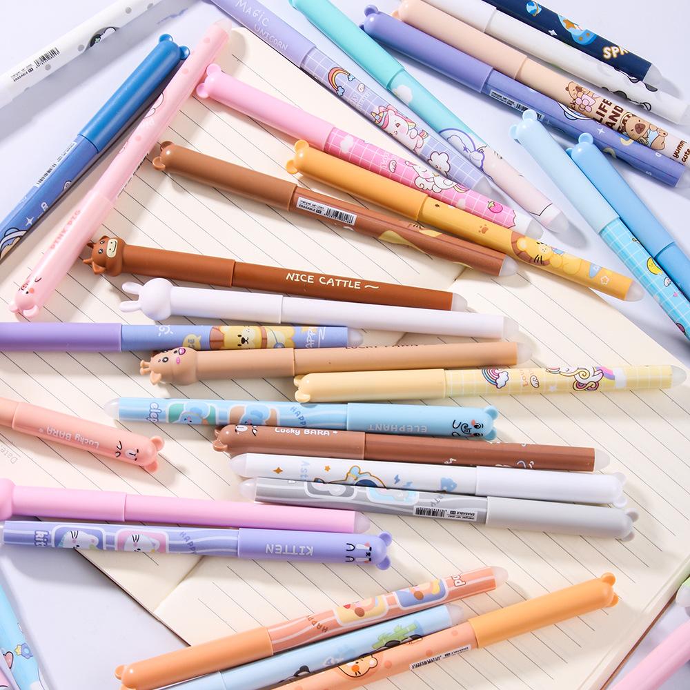Mixed Random Cartoon Erasable High-visibility Neutral Pens, Easy-to-wipe Erasable Pens for Students' Stationery