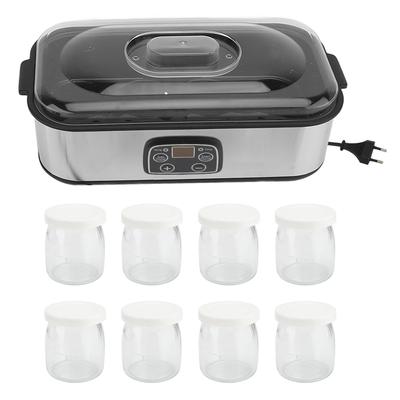 1,4L Elektrisk Yoghurtmaskine Justerbar Temperatur Tid Yoghurtmaskine med 8 stk. Yoghurtglas