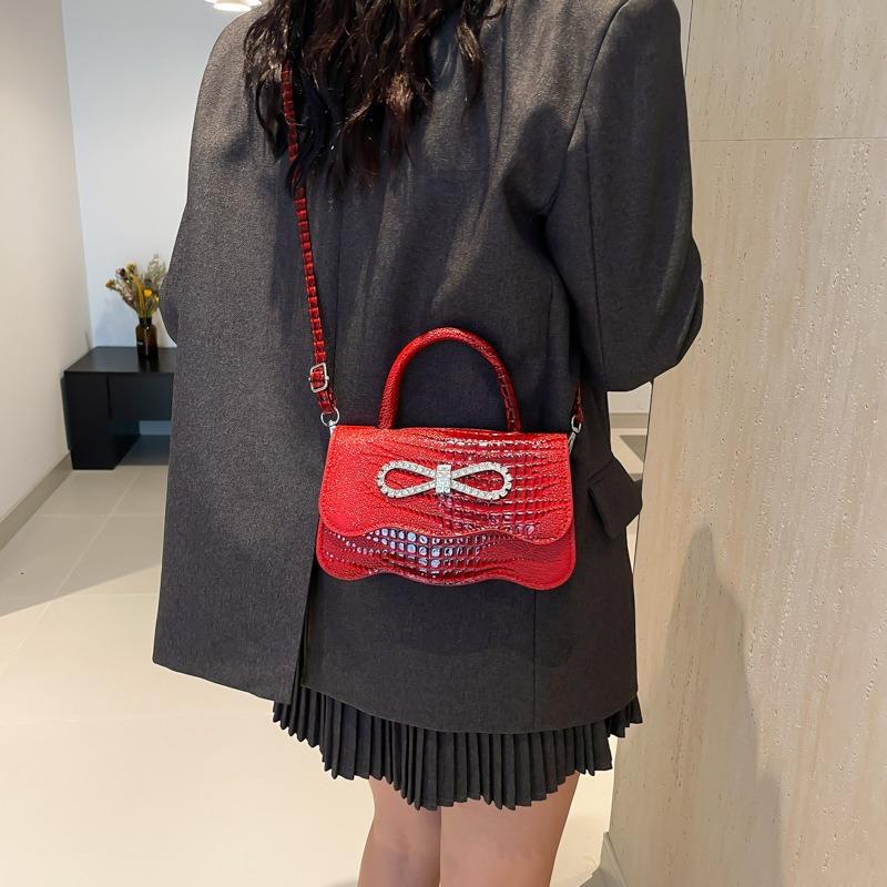 Portable casual simple personalized bow women's bag new fashion shoulder messenger small square bag
