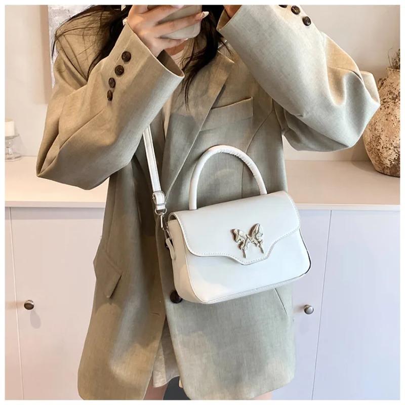 Fashi Butterfly Women's Small Square Shoulder Bag Simple PU Ladies Crossbody Bags Portable Female Handle Clutch Purse Handbags