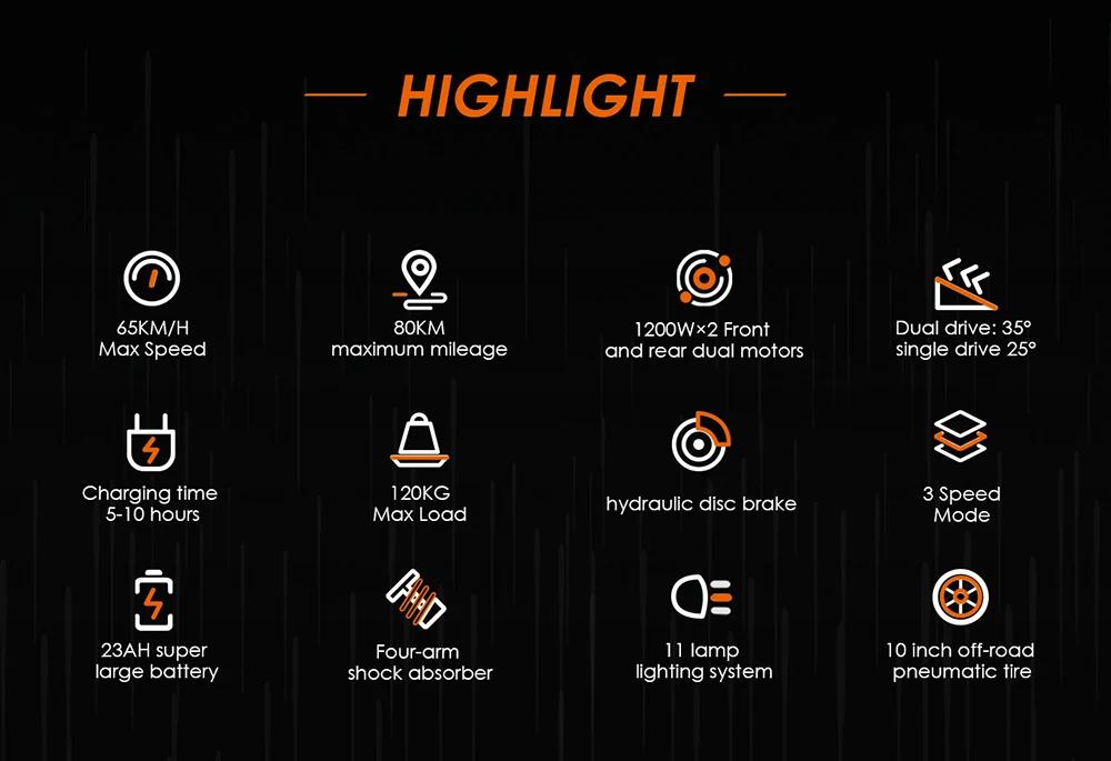 KuKirin G3 Pro Elektroroller 2400W Motor 52V 23,4Ah Batterien 80KM Reichweite 60Km/h Geschwindigkeit 10" Reifen Doppelstoßdämpfer