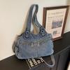 New Denim Light Luxury Commuting Large Capacity Single Shoulder Bag Crossbody Bag Casual Versatile Single Shoulder Bag