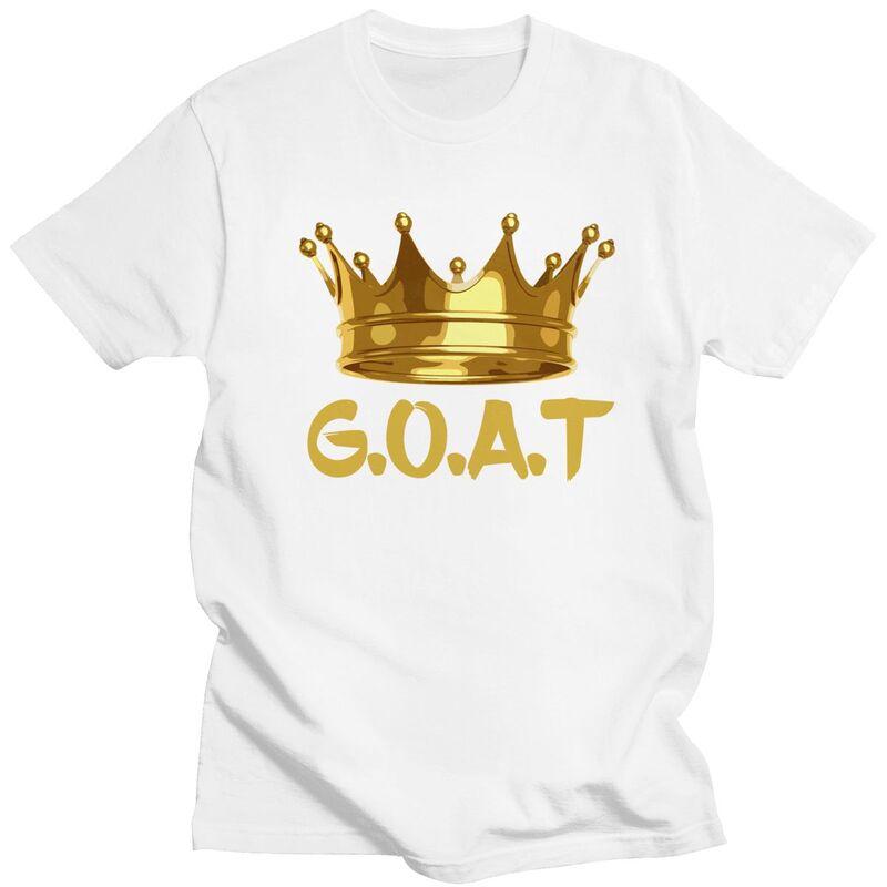Golden Crown GOAT King TShirt Pure Cotton Tees Shirt Streetwear Tshirts Casual ShortSleeve Clothes For Men Birthday Gift
