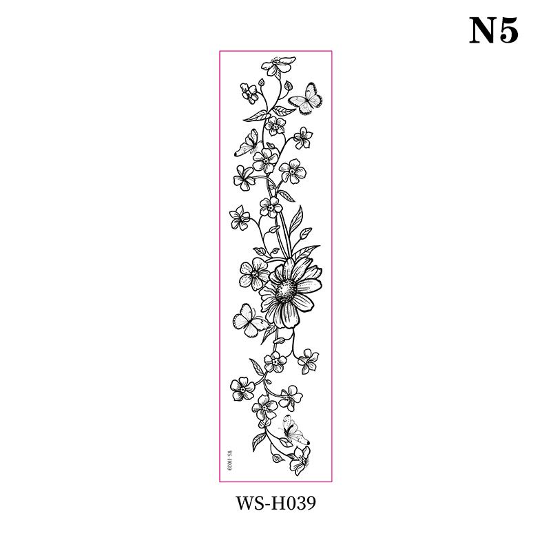 

Водонепроницаемая поддельная татуировка эскиз цветок простая линия листья ромашка цветочные временные татуировки наклейки черные белые девушки в