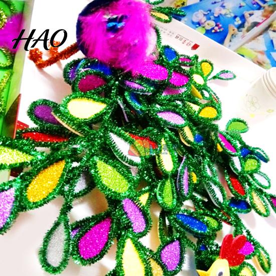 Children's Crafts Chenille Stems 100Pcs Glitter Flexible Bendable Plush Tinsel Kids Educational DIY Craft Supplies Toys Crafting Pipe Cleaners