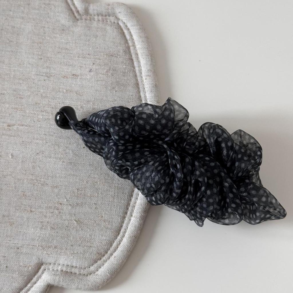 Elegant Floral Pleated Mesh Banana Hair Clip - High-End Chic Ponytail Accessory