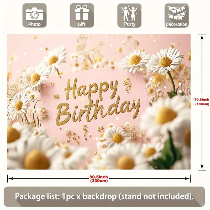 1pc Floral Birthday Backdrop - Party Supplies