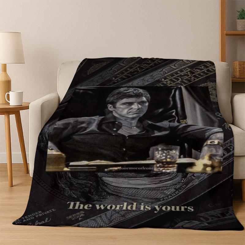 Scarface Classic Movie Tony Flannel Blanket Soft Warm Blanket Throw Blanket for Bedroom Living Room Bed Travel Picnic Gift kid
