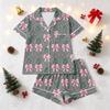 Women's Christmas Pajama Set with Short Sleeve Button Down Shirt and Pajama Shorts