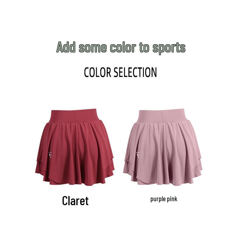 Damska szybkoschnąca spódniczka A-line: Dwuwarstwowy, chroniący przed prześwitywaniem, lekki nylon na fitness i bieganie