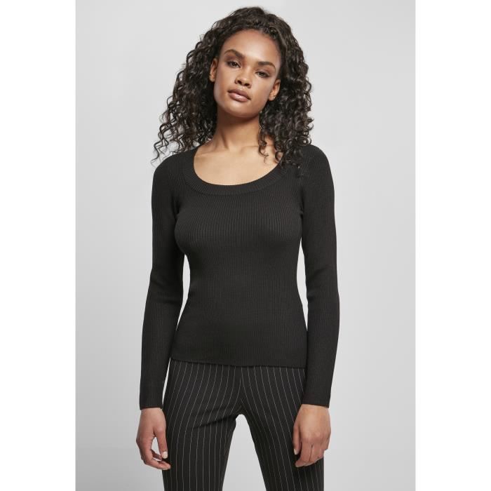 Pull femme Urban Classics wide neckline - noir - XL