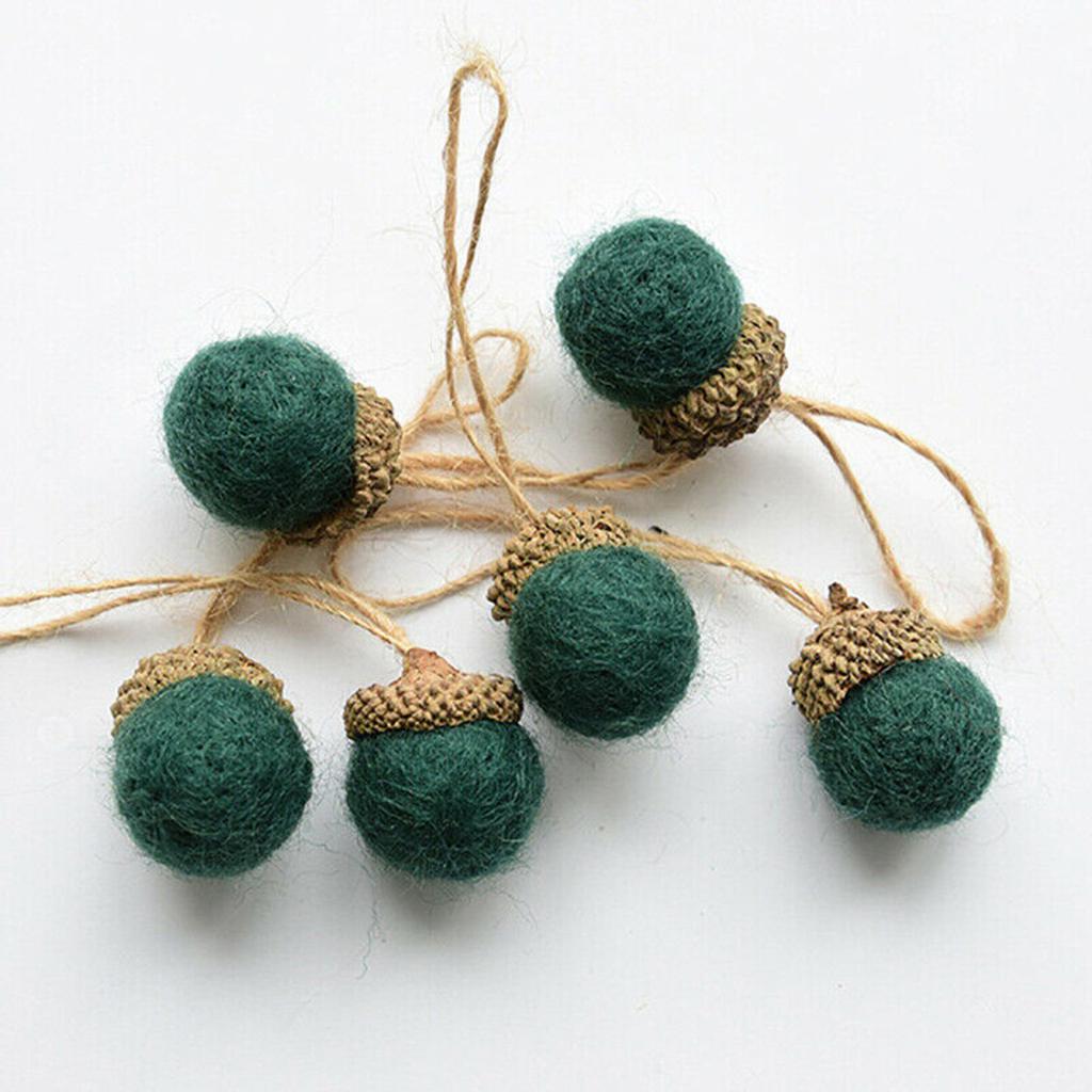 Christmas Felt Acorn Xmas Tree Hanging Decorations DIY Crafts Bundle of 6