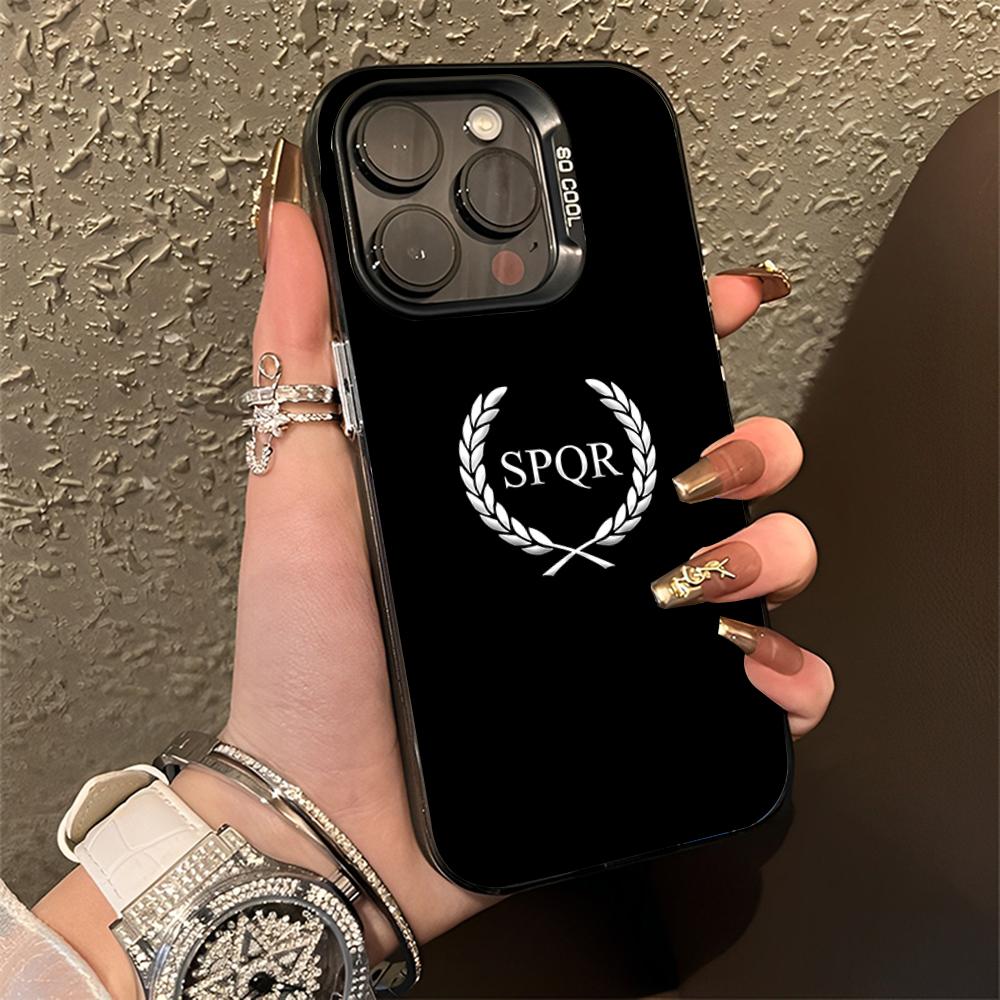 The Roman Empire Emblem SPQR Phone Case For iPhone 16,15,14,13,12,11,Pro,Max,Plus,Mini,XS,SE Anti Fall Black Matte Hard Bumper