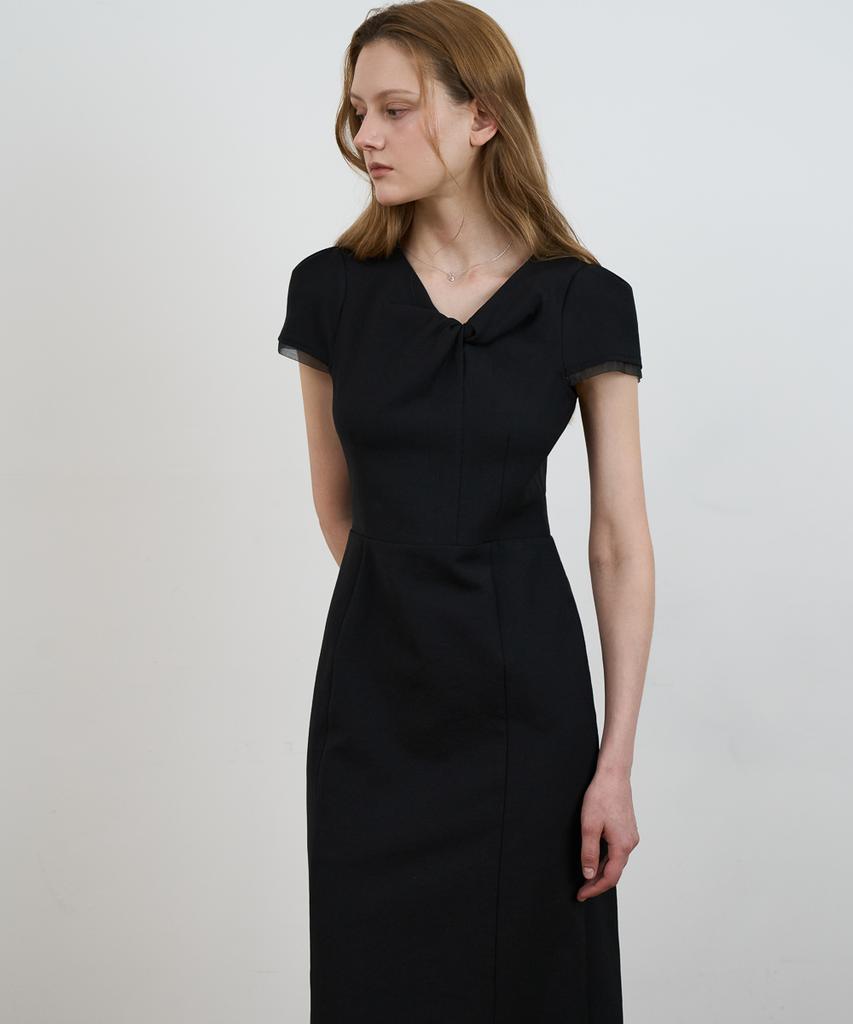 DEHEVE Twist Layered Long Dress [Black]