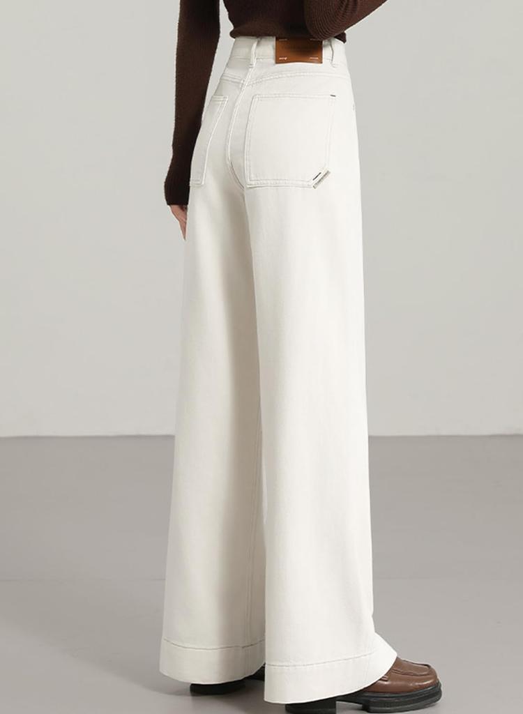 Sueeya Lange Jeans-Büro-Freizeit-Weitbeinige Hosen für Damen, Jeans, Hosen, Unterteile, Passform, Beinverlängernd, Schlankmachend, Stilvoll, Niedlich,