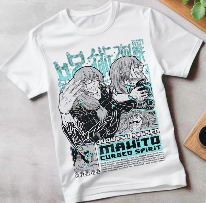 

Трендовая летняя футболка для косплея, нейтральная черно-белая, для аниме Jujutsu Kaisen Махито Проклятый Дух Этапы Графические футболки 4XL