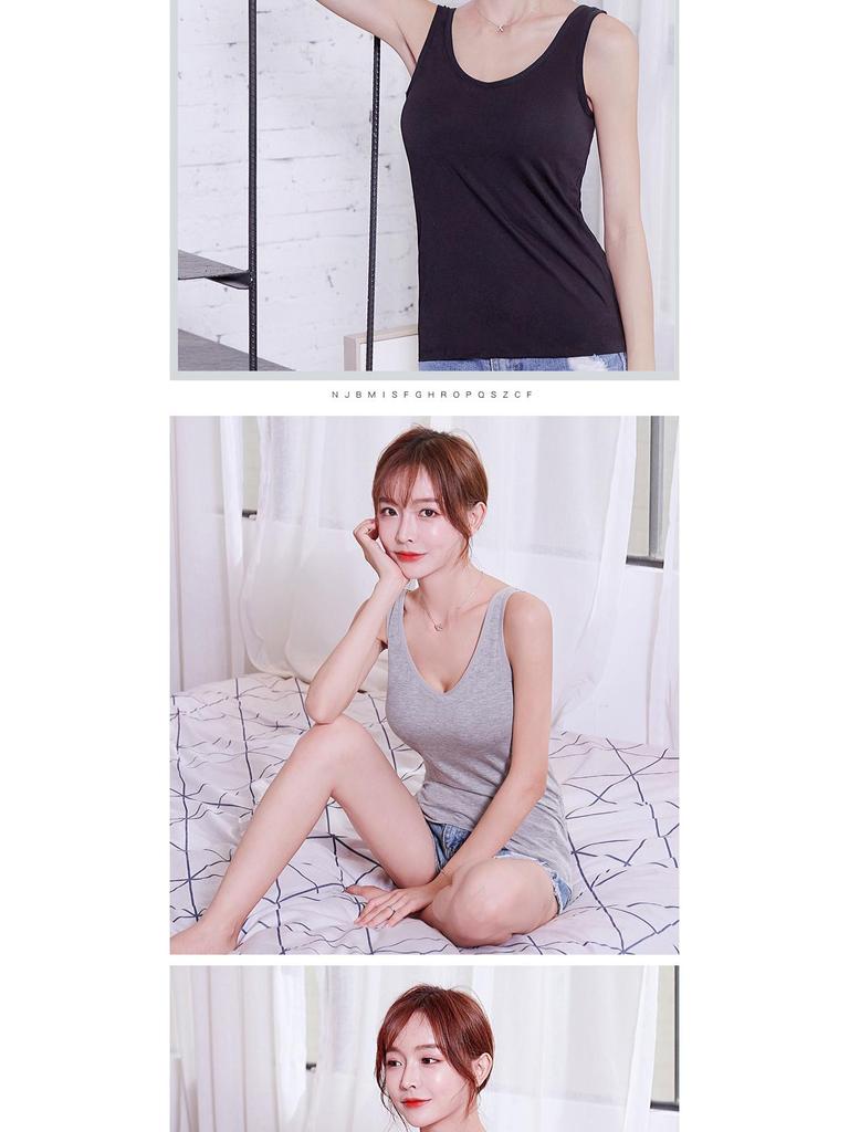 Damen Modal Gepolstertes Sport Yoga Tank Top mit Fixierten Cups - Erhältlich in 6 Größen & 6 Farben.