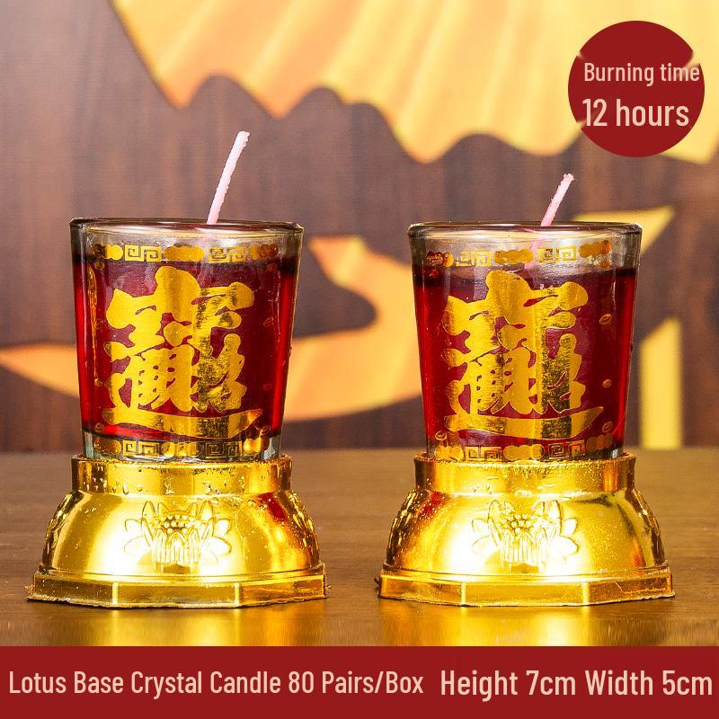 Smokeless Crystal Candle for Buddha Offerings, Housewarming, or New Year Celebrations - Windproof Red Butter Lamp