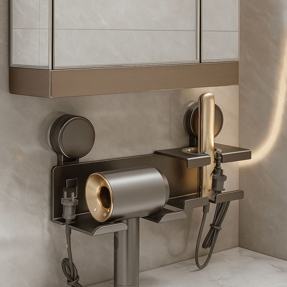 Punch Free Hair Dryer Storage Rack Wall Mounted Hair Blow Dryer Holder  for Household