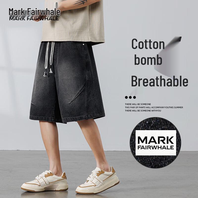 MARK FAIRWHALE Men s Ice-Feel Quick-Dry Denim Shorts 5XL