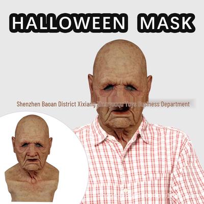 Old Man/Woman Cross-Dressing Latex Mask with Wig for Halloween