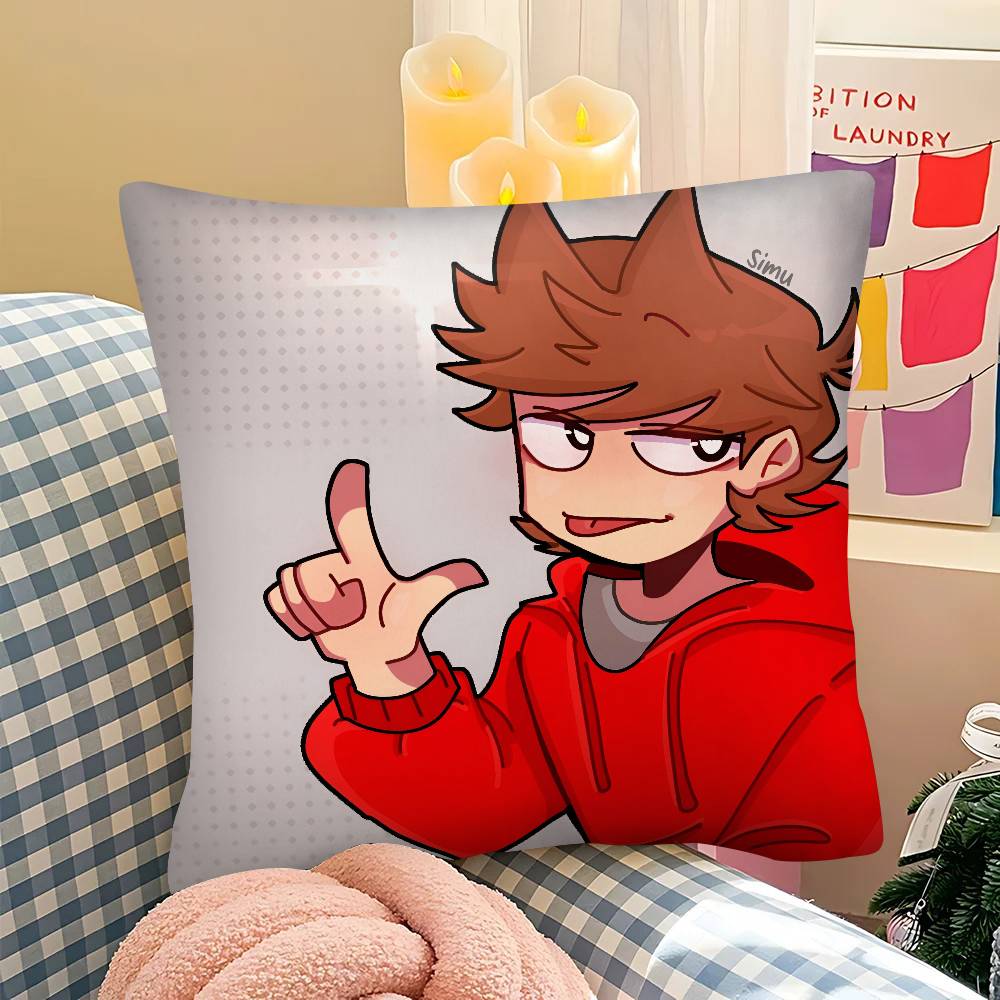 pc Anime Eddsworld Tord Pillow Case Fashion Square Pillowcase Bedroom Sofa Room Ins Decoration Leisure