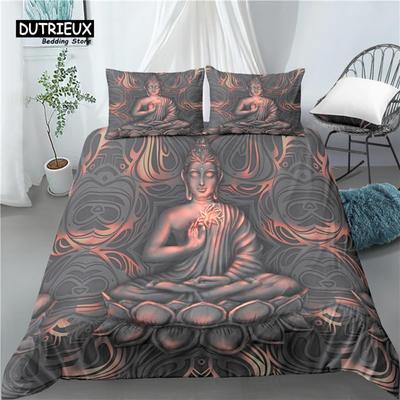 Home Living Luxury 3D Buddha Print 2/3Pcs Comfortable Duvet Cover PillowCase Bedding Sets Queen and King EU/US/AU Size