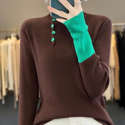 Women's Fall and Winter Mid-high Neck Temperament Bottoming Shirt Slim High Elastic Long-sleeved Sweater