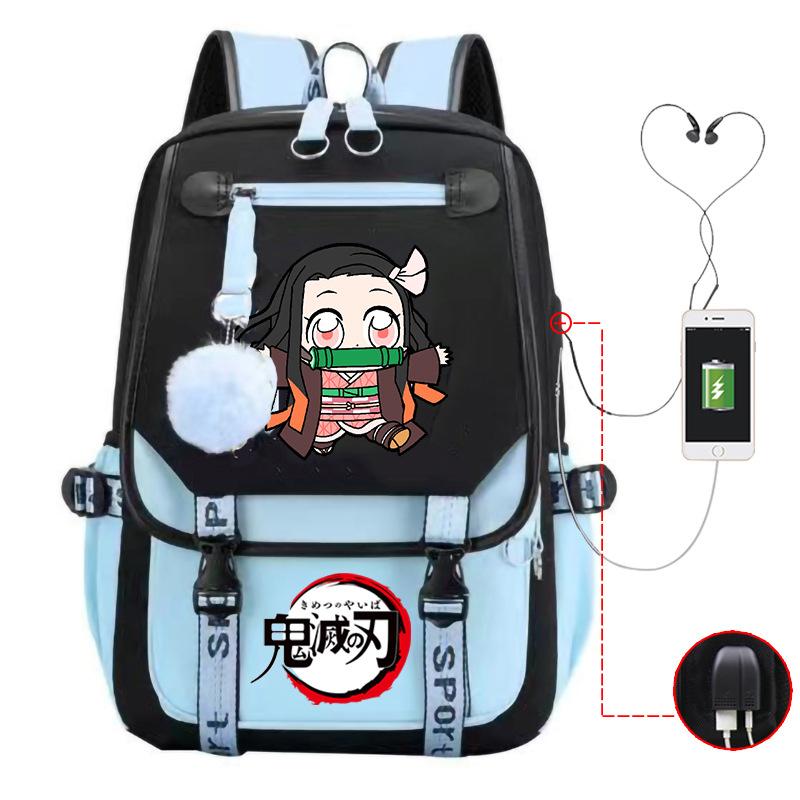 Ghost Annihilation Blade Grade 3-6 Junior High School Student High School Student School Bag Strap USB Multifunctional Backpack