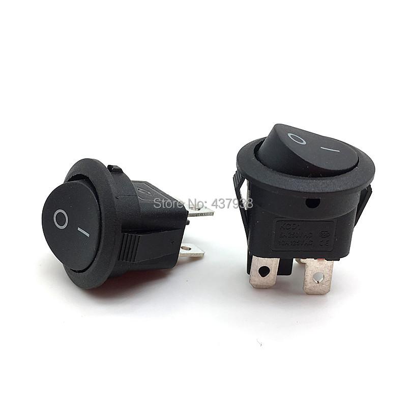 5pcs KCD1 224N Round Rocker Switch Black 4 Pin 6A 250V/10A 125VAC Boat Switch Snap-in SPST ON OFF Rocker 2 Position Switch