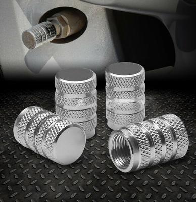 Lot de 4 capuchons de valve de pneu de roue de voiture en aluminium argenté, couvercle anti-poussière, accessoires de réglage de voiture, pièces extérieures, accessoires, produits