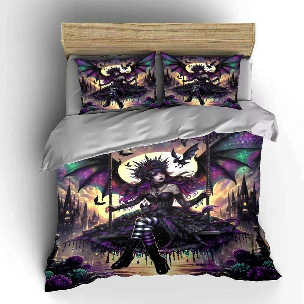 """Gotische Fantasy Decoratie Set""" Zachte Comfortabele Dekbedovertrek Beddengoed Set Inbegrepen 1*Dekbedovertrek & 2*Kussenslopen cadeau"""