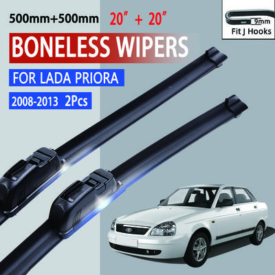Pour Lada Priora 2170 2008-2013 Essuie-glaces de Voiture Type U Caoutchouc Souple Sans Cadre Sans Support 20"+20"