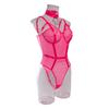 Sexy durchsichtiger Camisole-Body mit Mesh-Einsätzen, Bügel und Choker