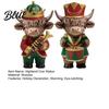 Rustic Holiday Fireplace Accents 2 Pcs Christmas Nutcracker Highland Cow Figurine Wooden Scottish Cattle Statue with Trumpet Winter Window