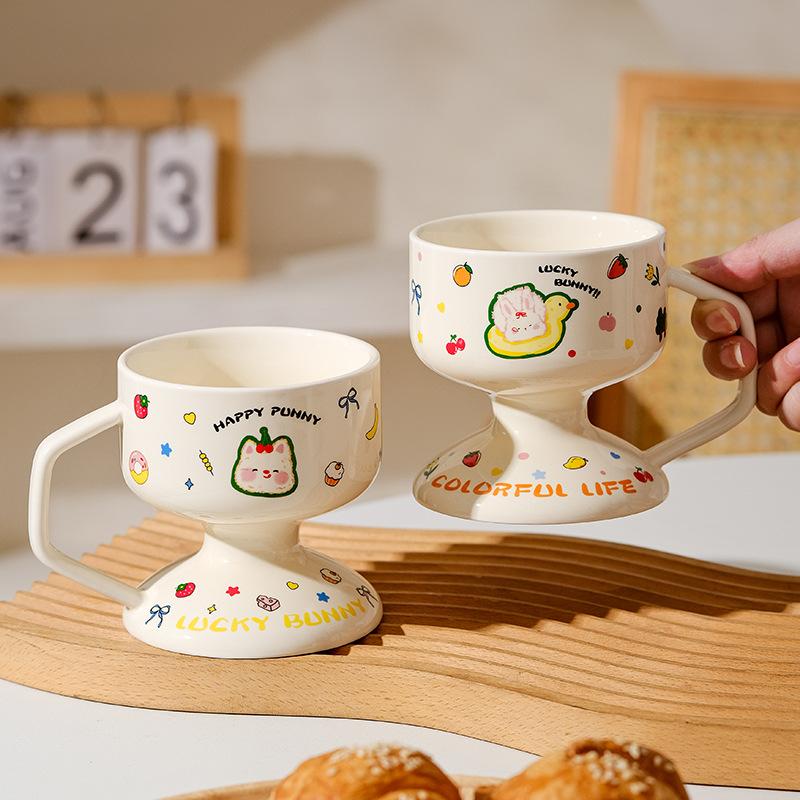 

Художественная керамическая чашка, милая мультяшная чашка для десерта, чашка для йогурта, новая кофейная чашка, высокая стоимость кружки 201-300ml