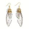 Exquisite Butterfly Wing Design Shiny Cubic Zirconia Inlaid Dangle Earrings Elegant Simple Style Delicate Female Earrings