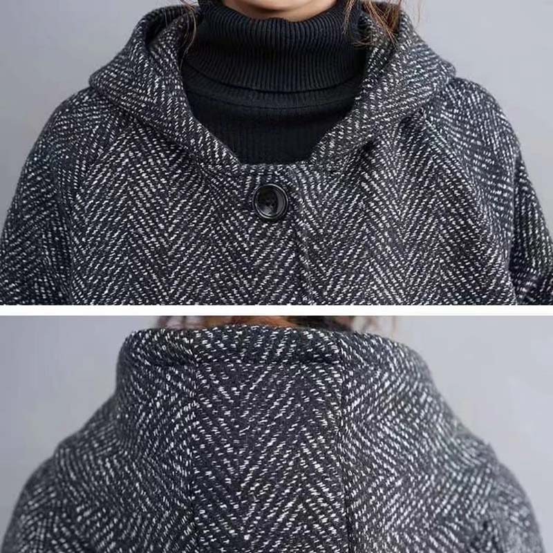 Palton pentru Femei Oversize Casual Cardigan Strat Dublu Jachetă Windbreaker cu Glugă