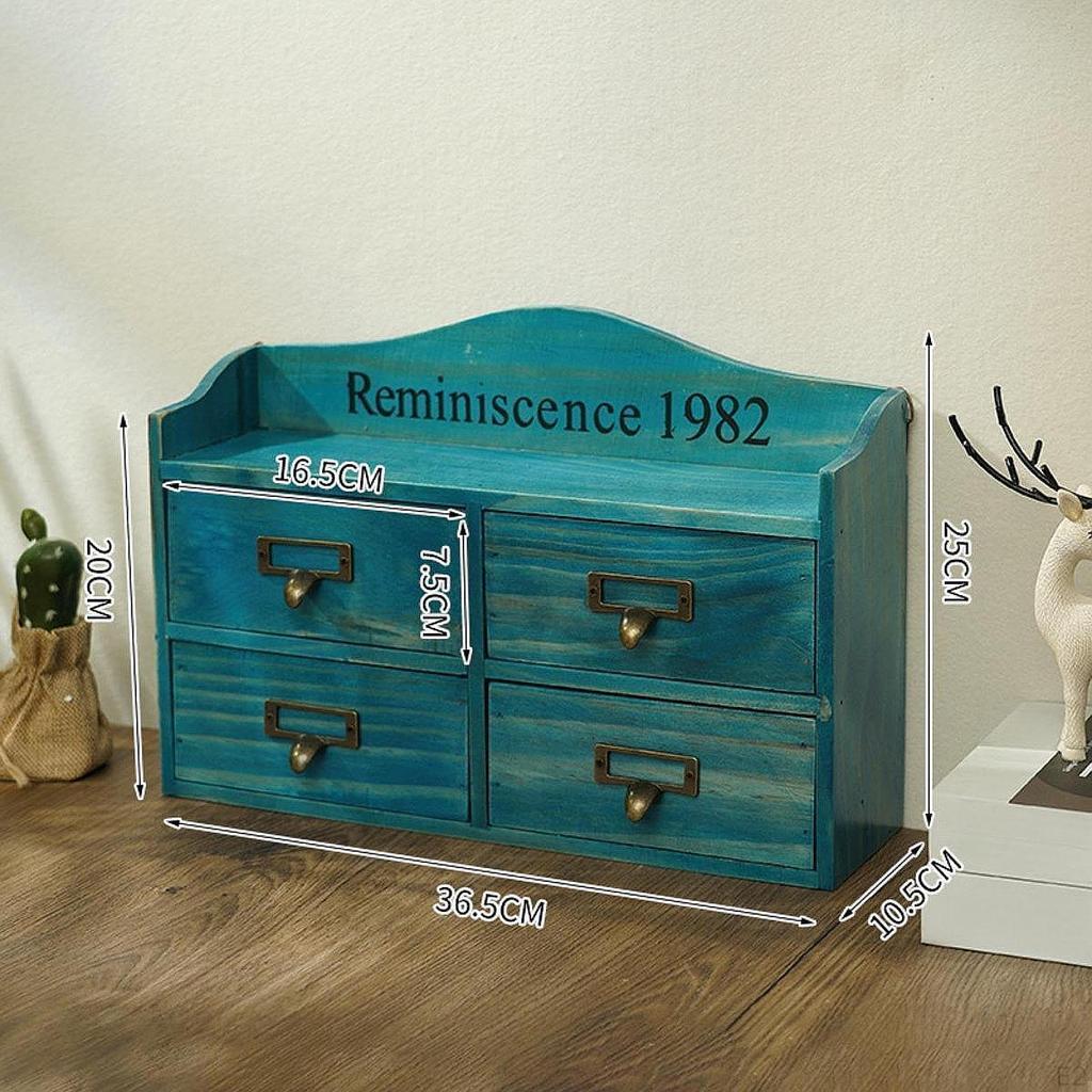 Desk Drawer Case Multifunctional Wooden Organizer Storage Cabinet Box for Makeup Supplies Rustic