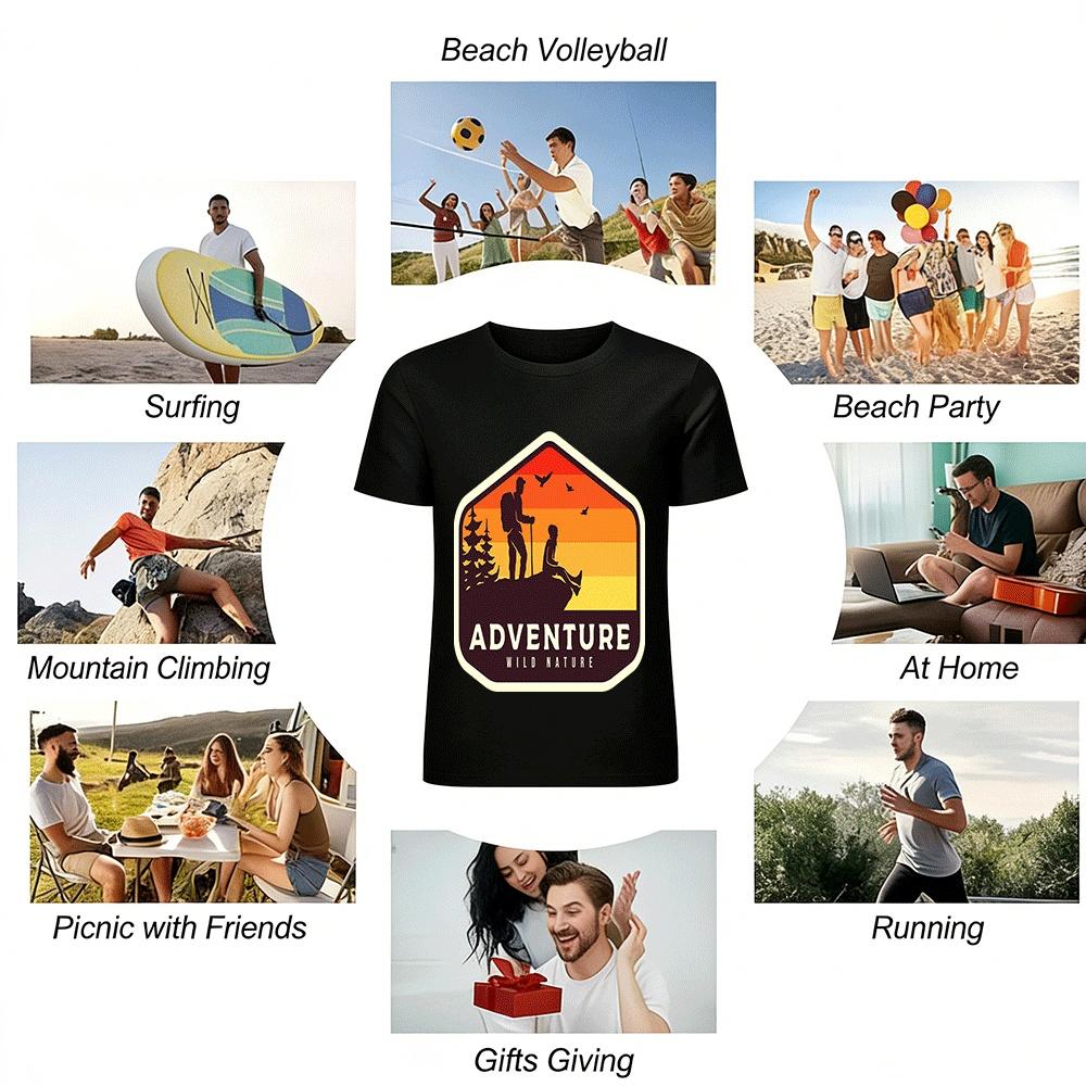 Wild Nature Adventure Graphic Tee Retro Outdoor Hiking Top For All Pure Cotton T-shirt