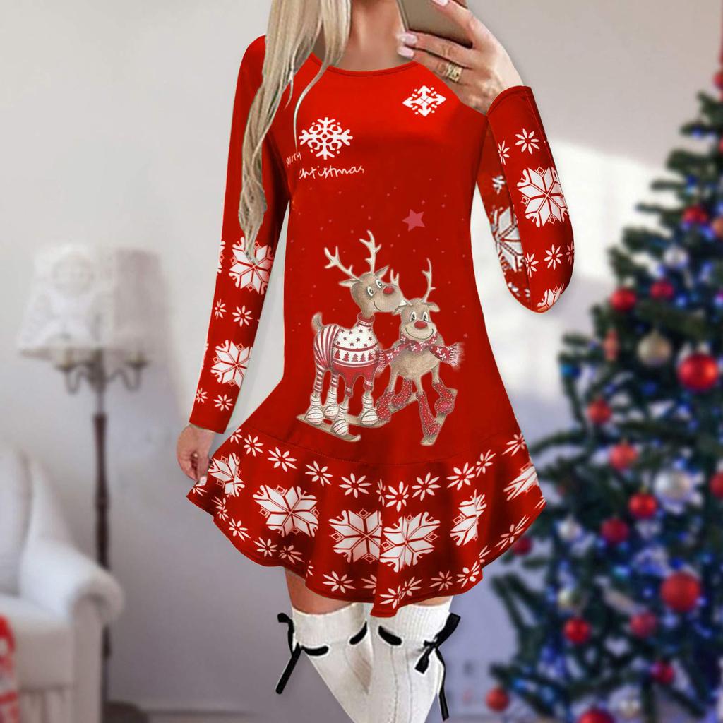 Women's Christmas Printed Dress Base Shirt