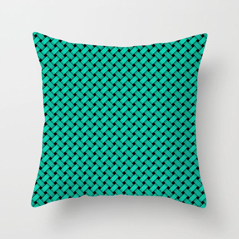 Retro Green Geometric Pillow Case Home Sofa Pillow Cushion Cover Tatami