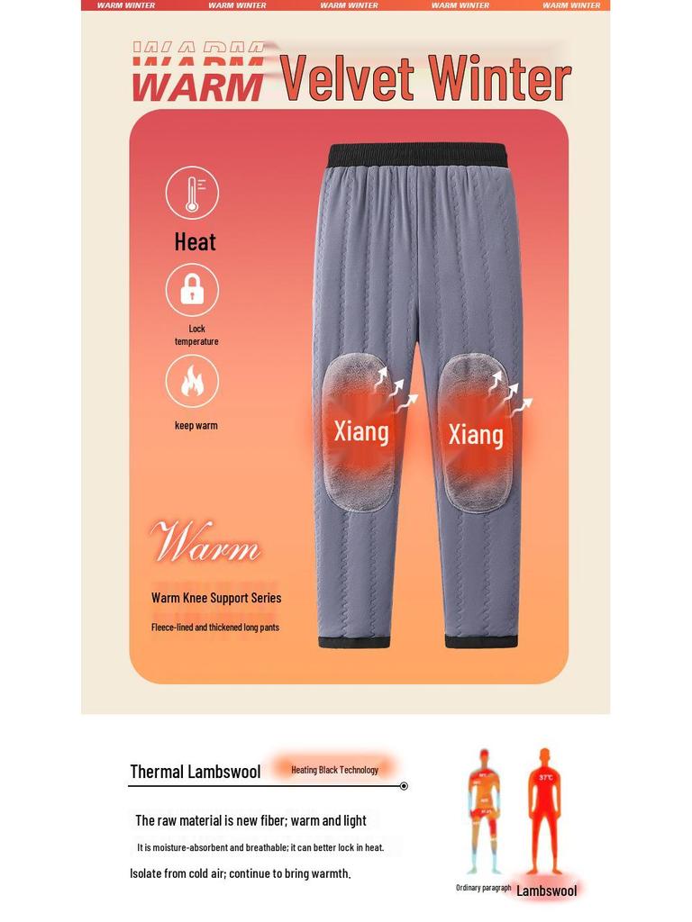 Herren Baumwoll-Sweathose mit Fleecefutter - Warme, verdickte, gerippte Freizeithose für Herbst und Winter.