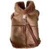 Brown Suede-Like Dog Vest Small Breeds Like Bichon Frise Teddy Warm Winter Coat With Leash Attachment